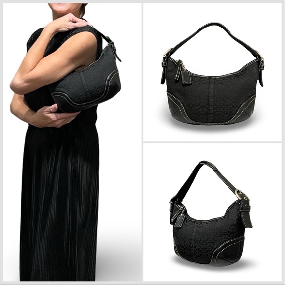 Coach Vintage Soho Leather & Signature Jacquard Mini Hobo Shoulder Bag - Picture 10 of 11